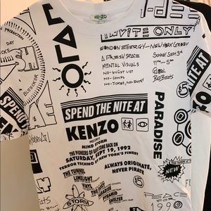 Kenzo Men's White Flyer Cotton Jersey Tee XS